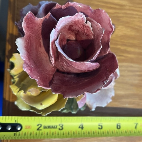 Vintage Pink Roses Pair Of Candle Stick Holders Italian Porcelain 5”T X 6”W - Picture 10 of 12